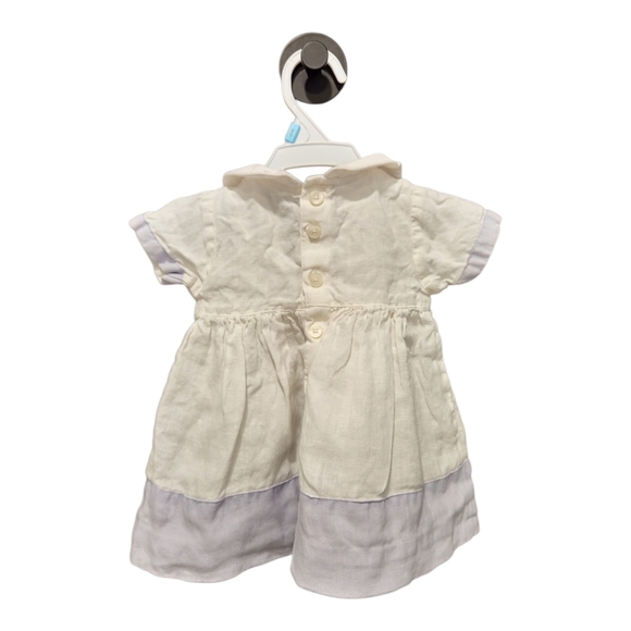 2000s Gap Baby Girls Peter Pan 100% Linen Easter Dress Newborn Spring Crunchy - Picture 2 of 7